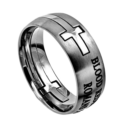 Men's Silver Square Double Cross Ring