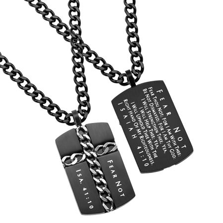 Men's Black Chain Cross Necklace