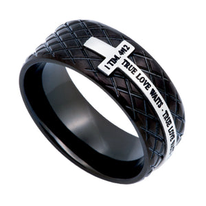 Men's Black Diamond Back Cross Ring