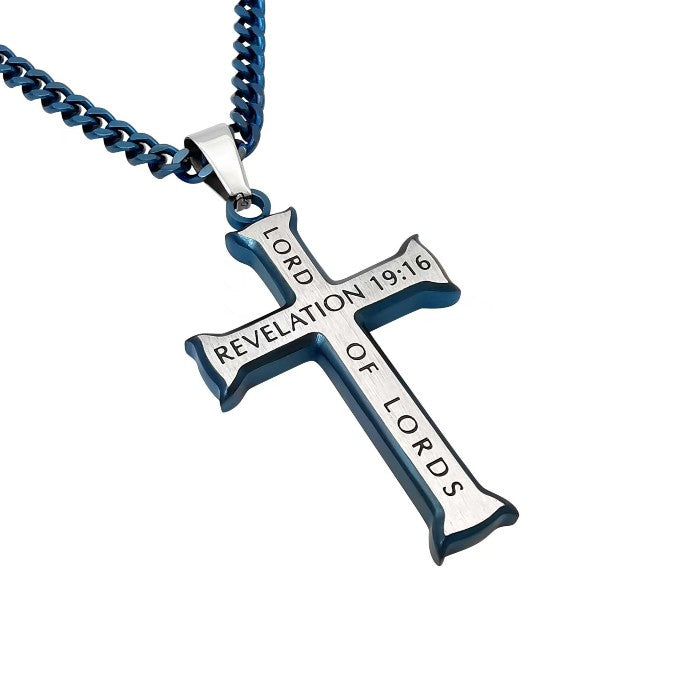 Blue Iron Cross Necklace