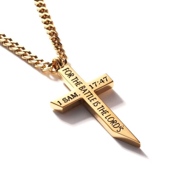 Gold Angle Cross Necklace