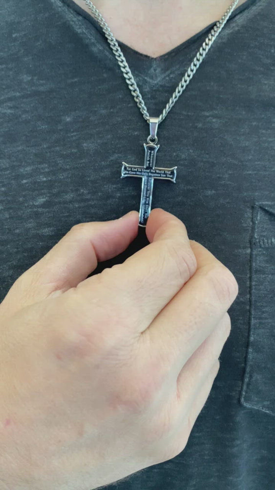
                
                    Load and play video in Gallery viewer, Black Iron Cross Necklace
                
            