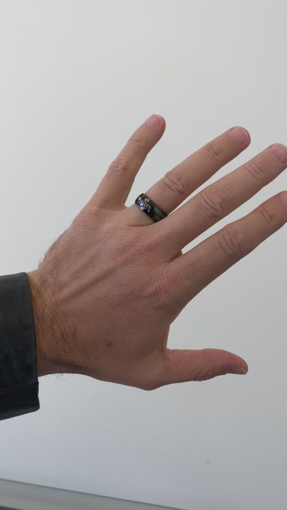 Men's Black Square Double Cross Ring