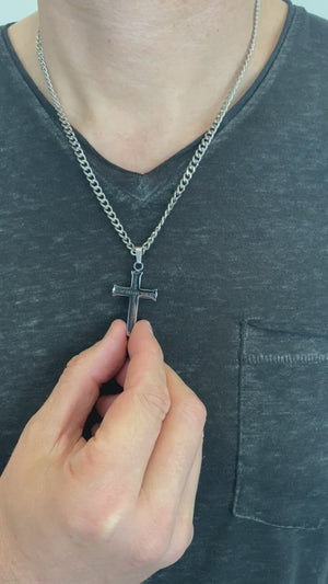 
                
                    Load and play video in Gallery viewer, New Life Iron Cross Necklace
                
            