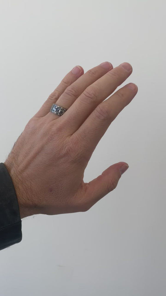 
                
                    Load and play video in Gallery viewer, Silver Diamond Back Cross Ring
                
            