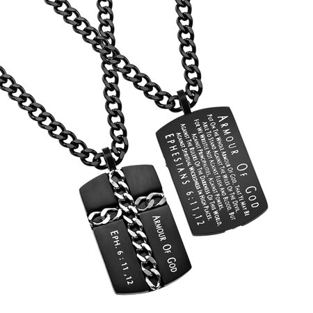 Men's Black Chain Cross Necklace