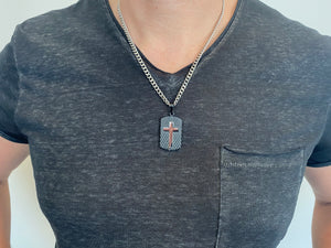 Men's Diamond Back Black Shield Cross