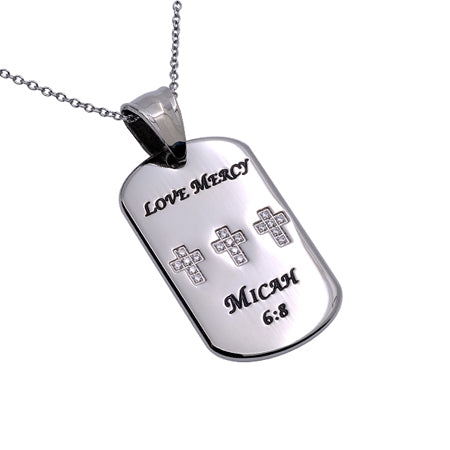 CZ Calvary Dog Tag Necklace