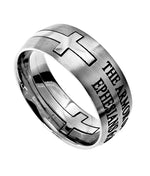 Men's Silver Square Double Cross Ring