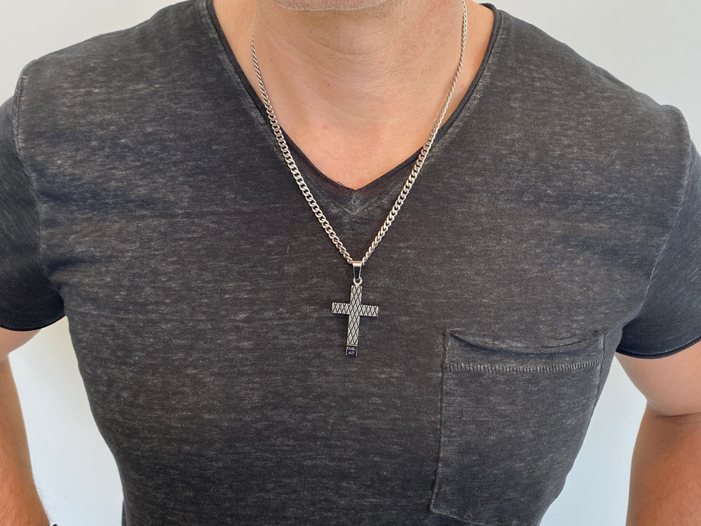 Men's Silver Diamond Back Cross Collection