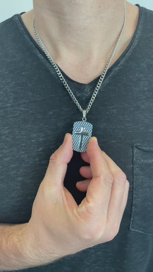 
                
                    Load and play video in Gallery viewer, Diamond Back Shield Cross Necklace
                
            