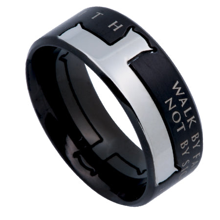 
                
                    Load image into Gallery viewer, Men&amp;#39;s Black Iron Cross Ring
                
            