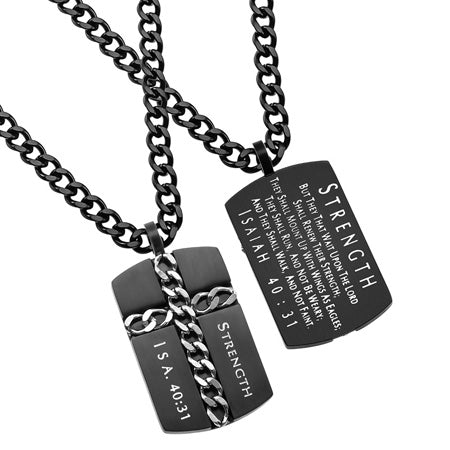 
                
                    Load image into Gallery viewer, Men&amp;#39;s Black Chain Cross Necklace
                
            