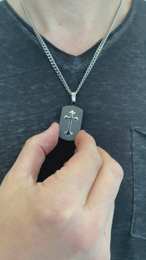 
                
                    Load and play video in Gallery viewer, Black Shield Cross Necklace
                
            