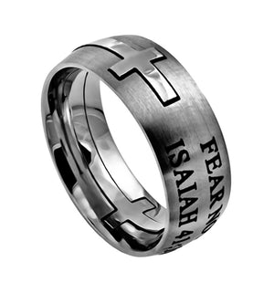 
                
                    Load image into Gallery viewer, Men&amp;#39;s Silver Square Double Cross Ring
                
            