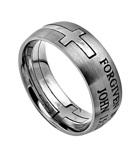 Men's Silver Square Double Cross Ring