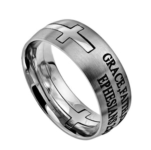 Men's Silver Square Double Cross Ring