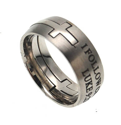 Men's Silver Square Double Cross Ring