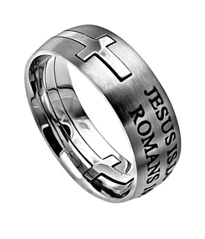 Men's Silver Square Double Cross Ring