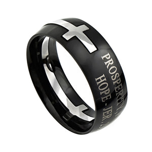 
                
                    Load image into Gallery viewer, Men&amp;#39;s Black Square Double Cross Ring
                
            