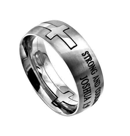 Men's Silver Square Double Cross Ring