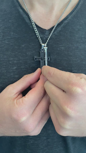 
                
                    Load and play video in Gallery viewer, Black Cross Nail Necklace
                
            