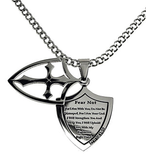 Two Piece Shield Cross Necklace