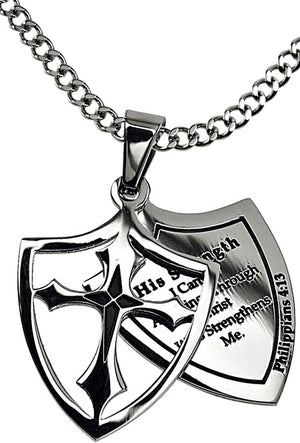Two Piece Shield Cross Necklace