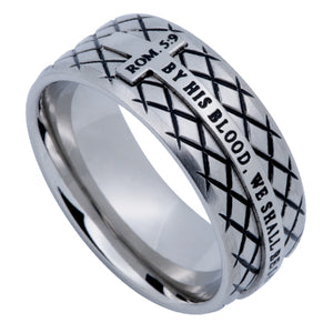 Silver Diamond Back Cross Ring