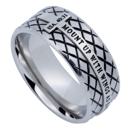 Silver Diamond Back Cross Ring