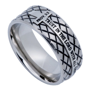 Silver Diamond Back Cross Ring